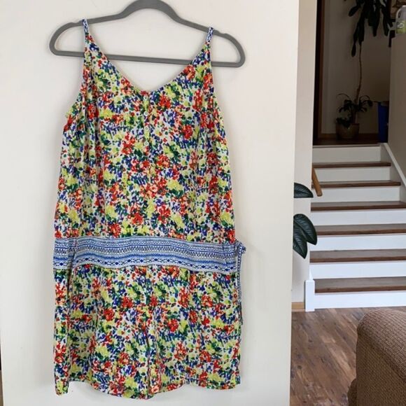 Cabi Fiesta Strappy Floral Romper Coverall Shorts Multi Color Medium - Picture 2 of 12